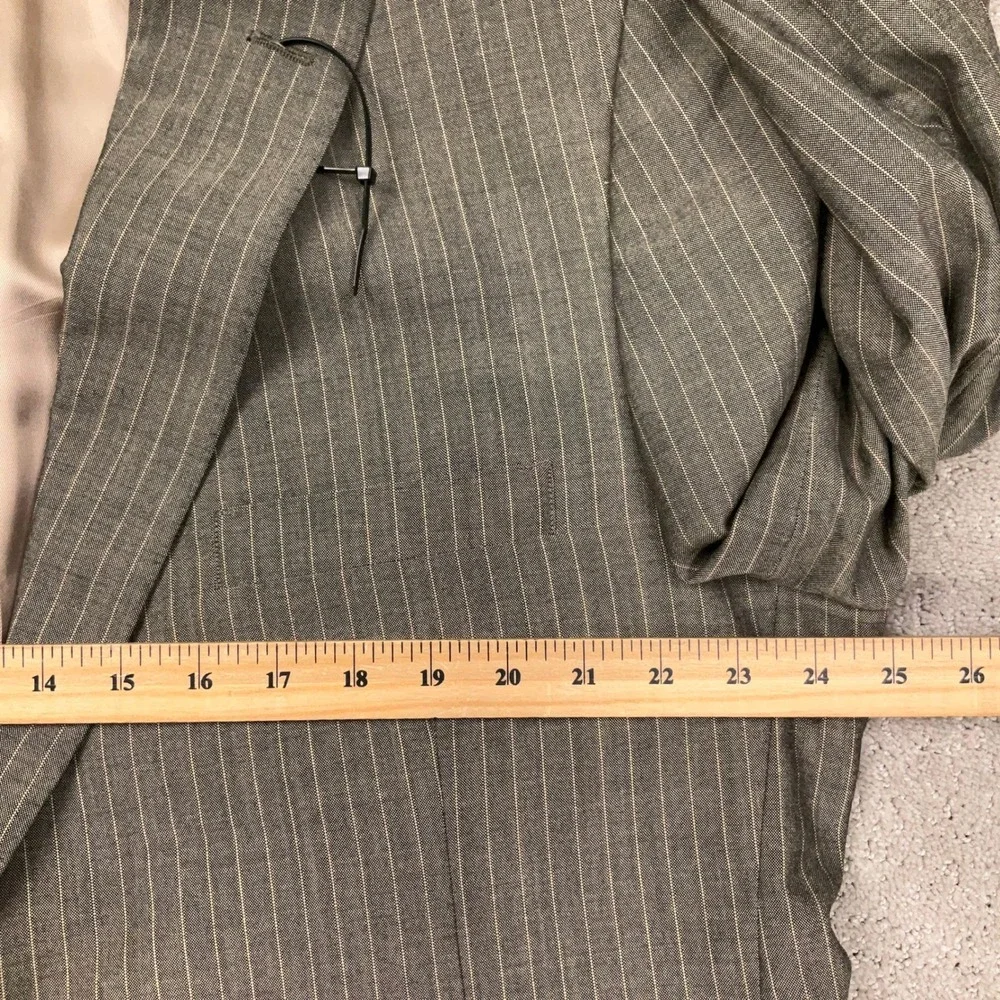 Tom James Suit Men 48R 40W Gray Pinstripe Bespoke Filo A Mano Holland Sherry